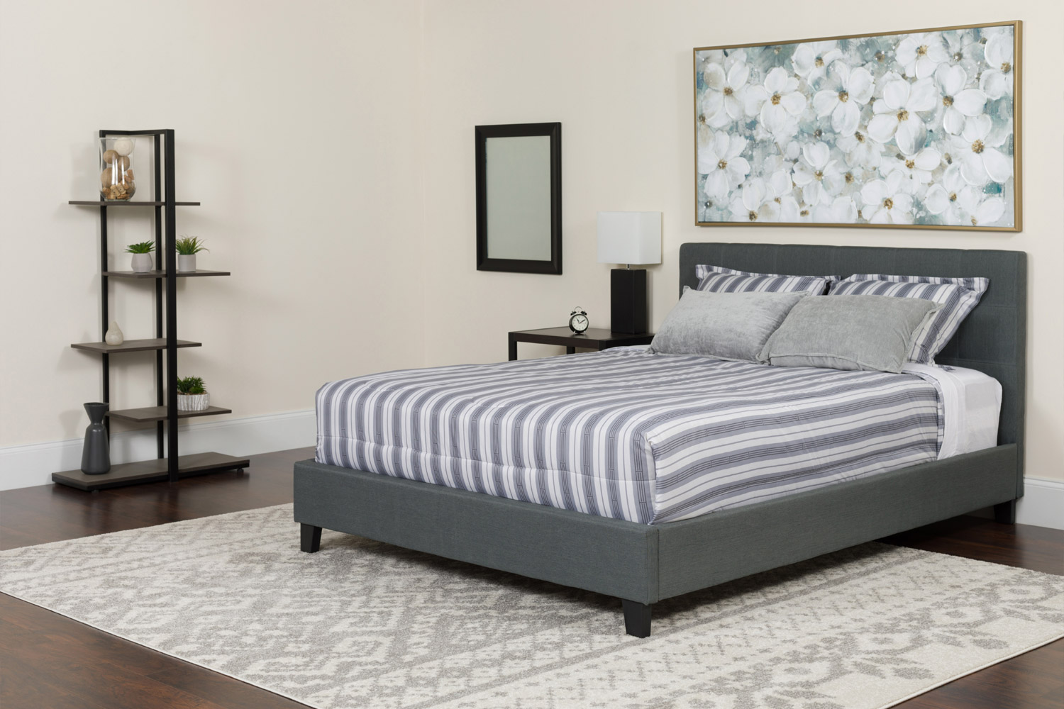 BLNK Tribeca Tufted Upholstered Platform Bed with Memory Foam Mattress