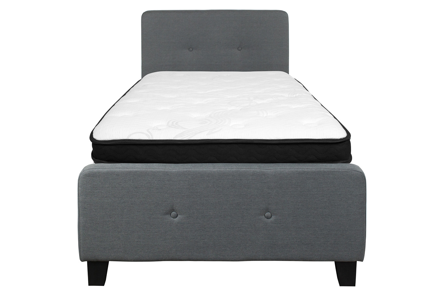 BLNK Tribeca Tufted Upholstered Platform Bed with Memory Foam Mattress - Dark Gray, Twin Size