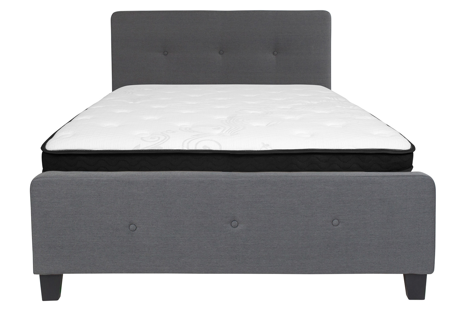 BLNK Tribeca Tufted Upholstered Platform Bed with Memory Foam Mattress - Dark Gray, Full Size