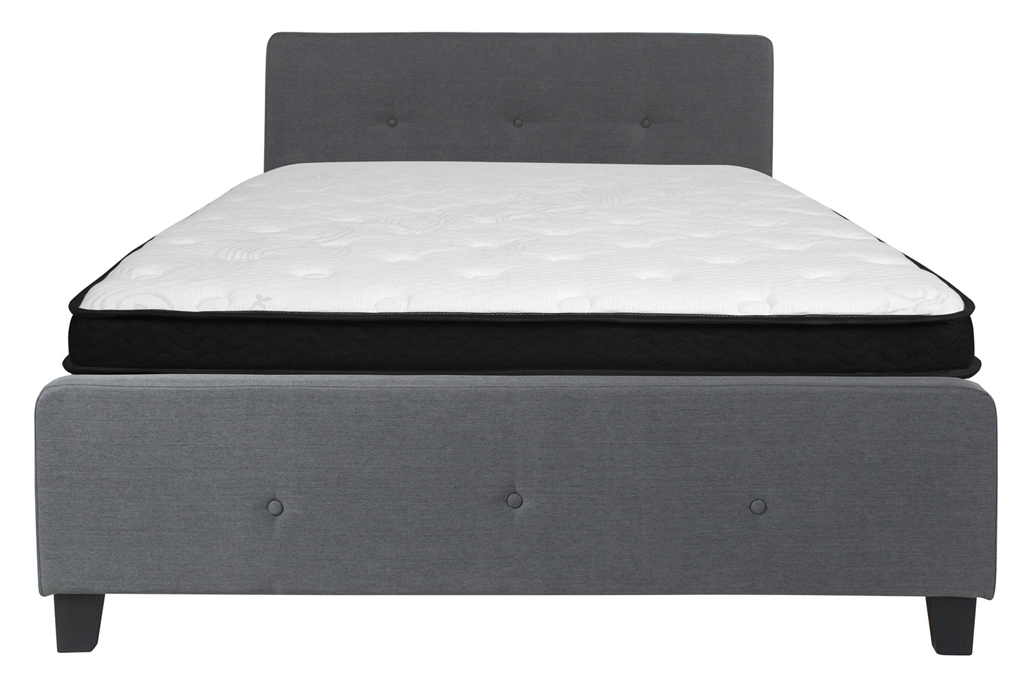 BLNK Tribeca Tufted Upholstered Platform Bed with Memory Foam Mattress - Dark Gray, Queen Size