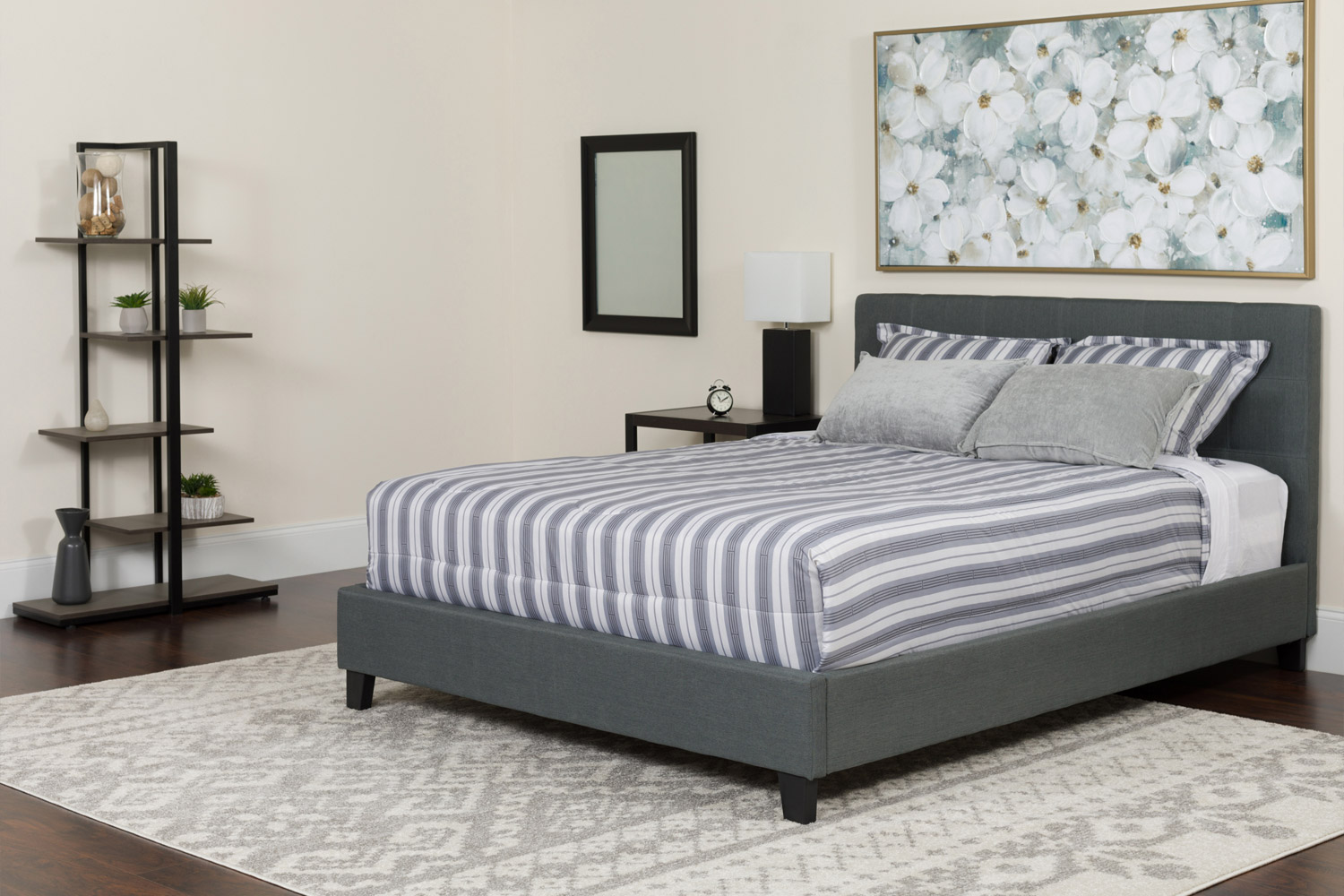 BLNK Tribeca Tufted Upholstered Platform Bed with Memory Foam Mattress