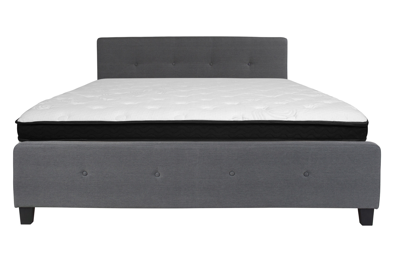 BLNK Tribeca Tufted Upholstered Platform Bed with Memory Foam Mattress - Dark Gray, King Size