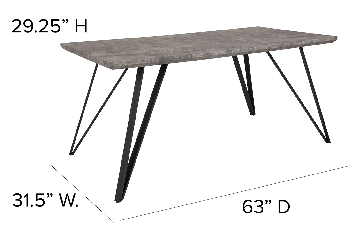 BLNK Corinth Rectangular Dining Table - Faux Concrete