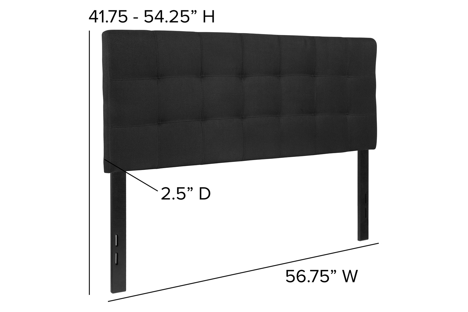 BLNK Bedford Fabric Tufted Upholstered Headboard - Black, Full Size