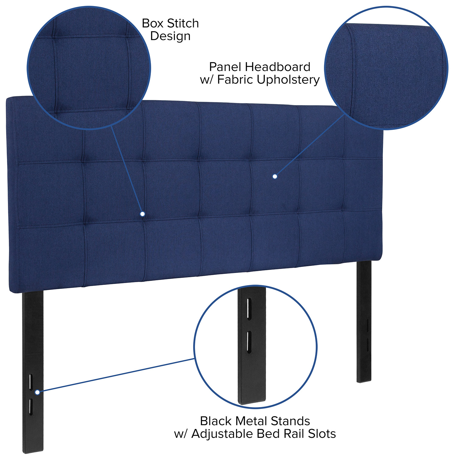 BLNK Bedford Fabric Tufted Upholstered Headboard - Navy, Full Size