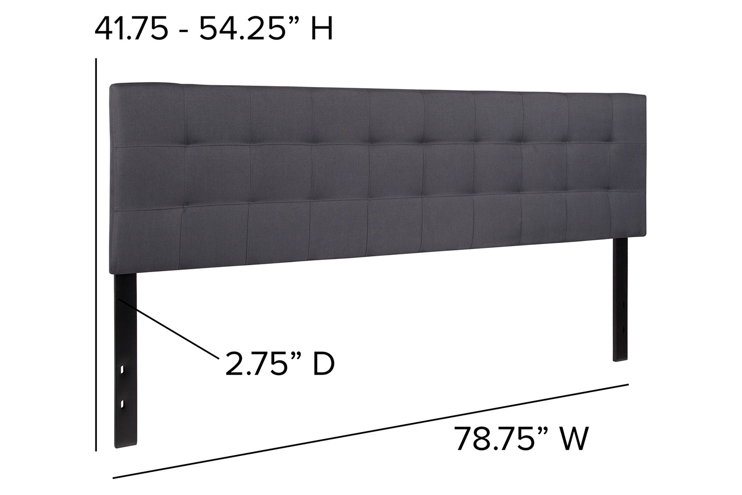 BLNK Bedford Fabric Tufted Upholstered Headboard - Dark Gray, King Size