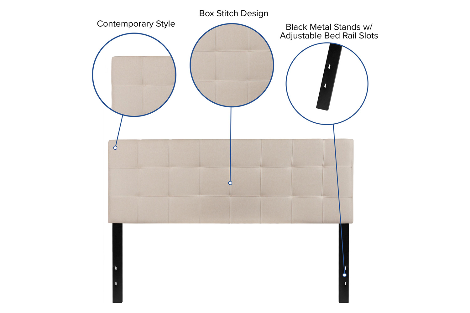 BLNK Bedford Fabric Tufted Upholstered Headboard - Beige, Queen Size