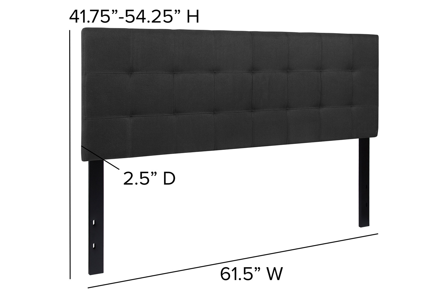 BLNK Bedford Fabric Tufted Upholstered Headboard - Black, Queen Size