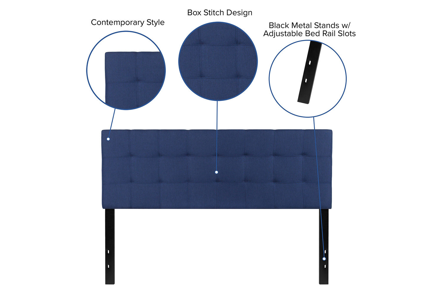 BLNK Bedford Fabric Tufted Upholstered Headboard - Navy, Queen Size