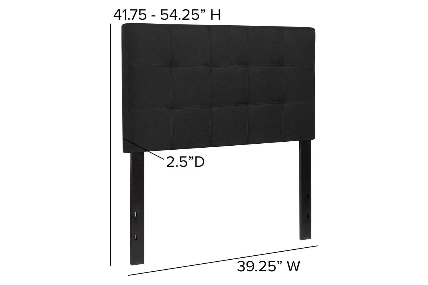 BLNK Bedford Fabric Tufted Upholstered Headboard - Black, Twin Size