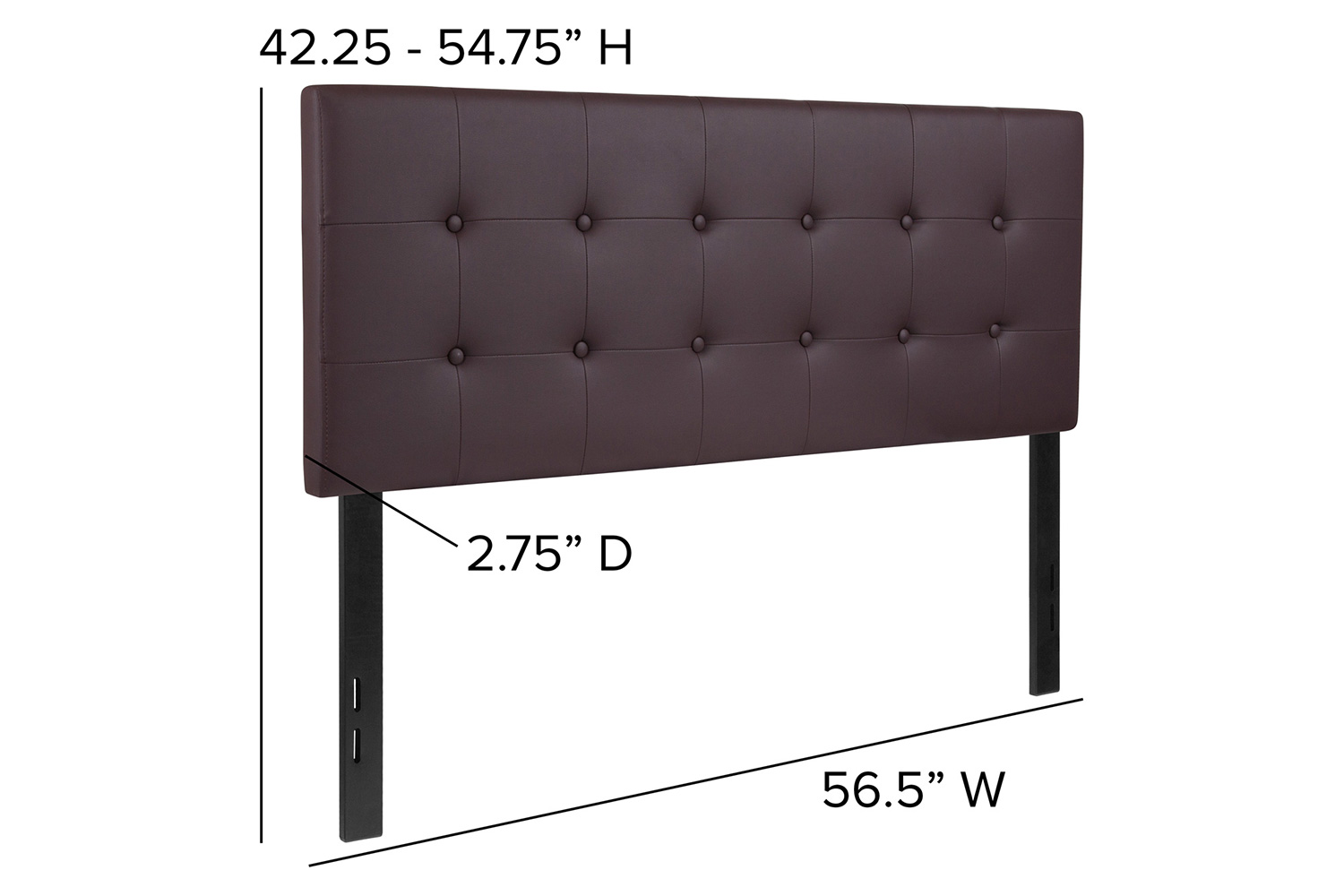 BLNK Lennox Vinyl Tufted Upholstered Headboard - Brown, Full Size