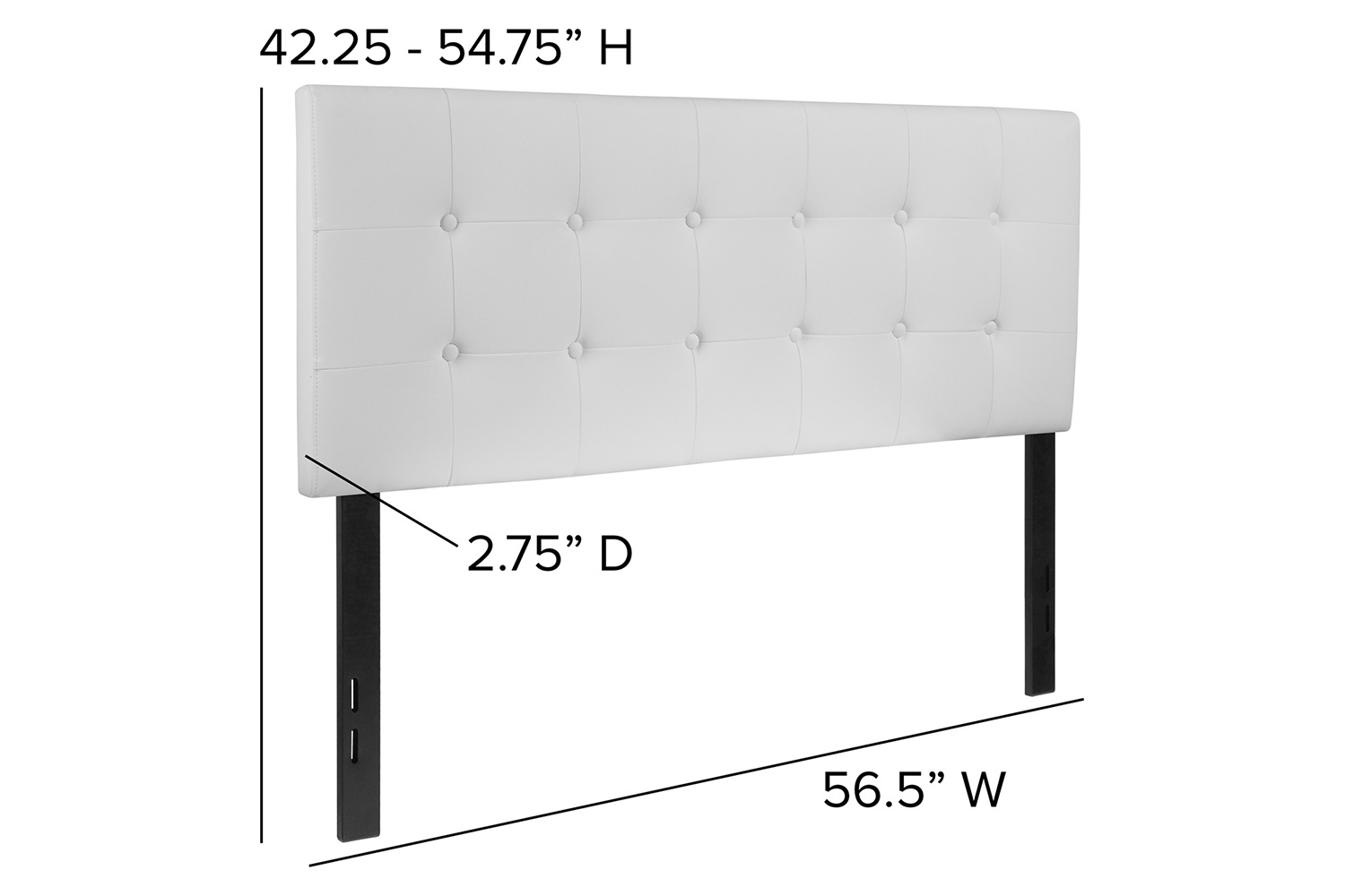 BLNK Lennox Vinyl Tufted Upholstered Headboard - White, Full Size