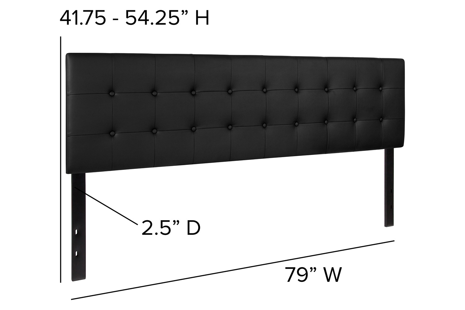 BLNK Lennox Vinyl Tufted Upholstered Headboard - Black, King Size