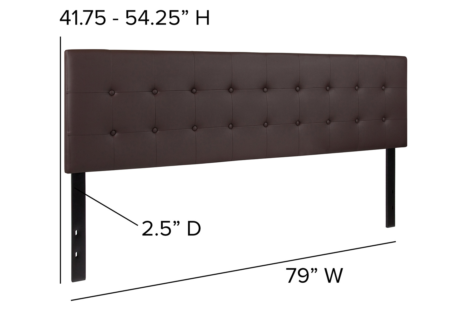 BLNK Lennox Vinyl Tufted Upholstered Headboard - Brown, King Size