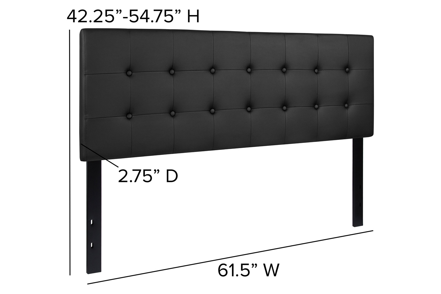 BLNK Lennox Vinyl Tufted Upholstered Headboard - Black, Queen Size