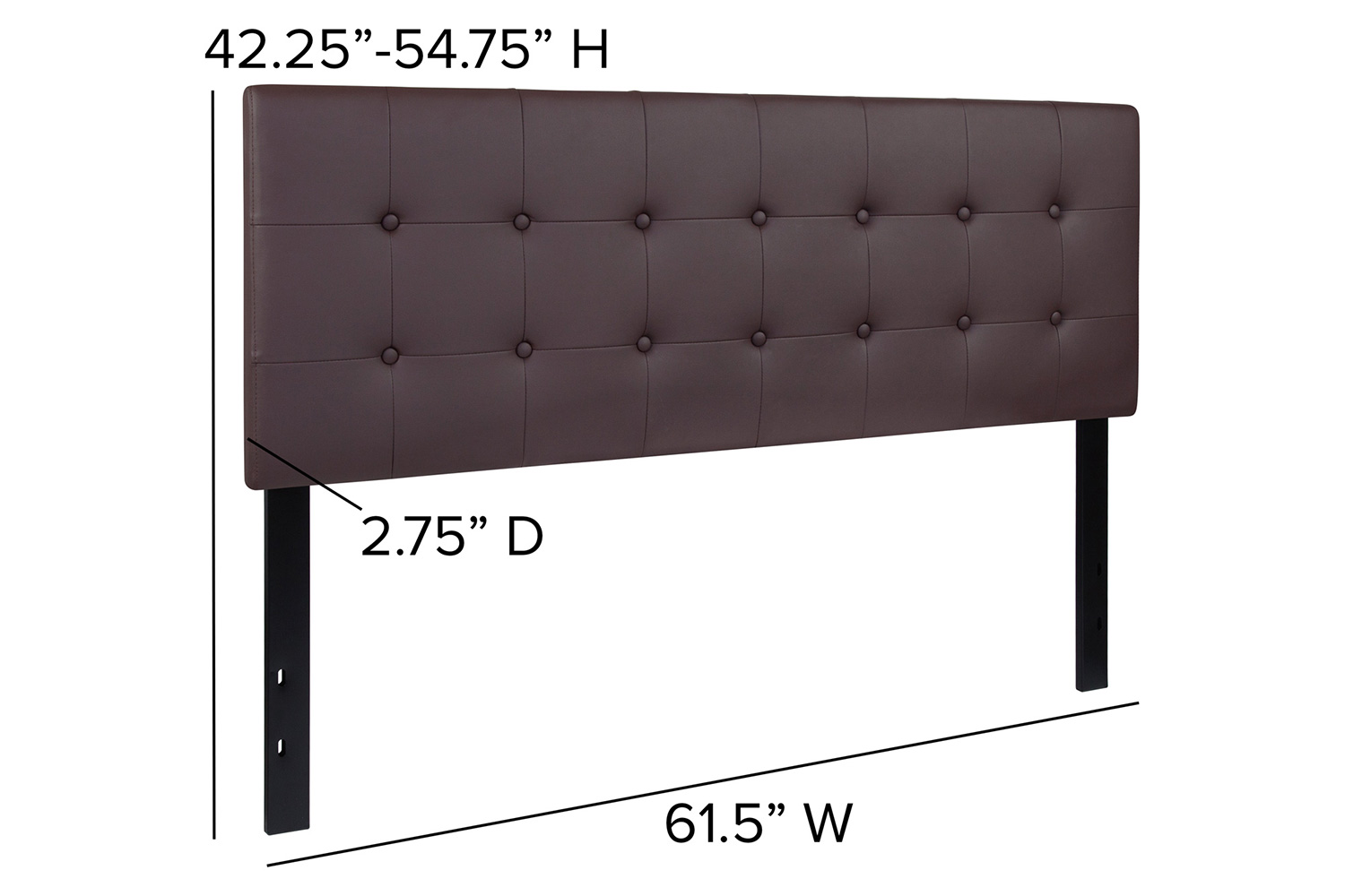 BLNK Lennox Vinyl Tufted Upholstered Headboard - Brown, Queen Size