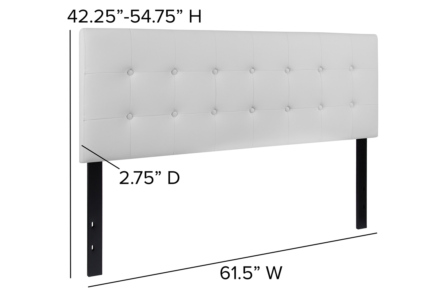 BLNK Lennox Vinyl Tufted Upholstered Headboard - White, Queen Size