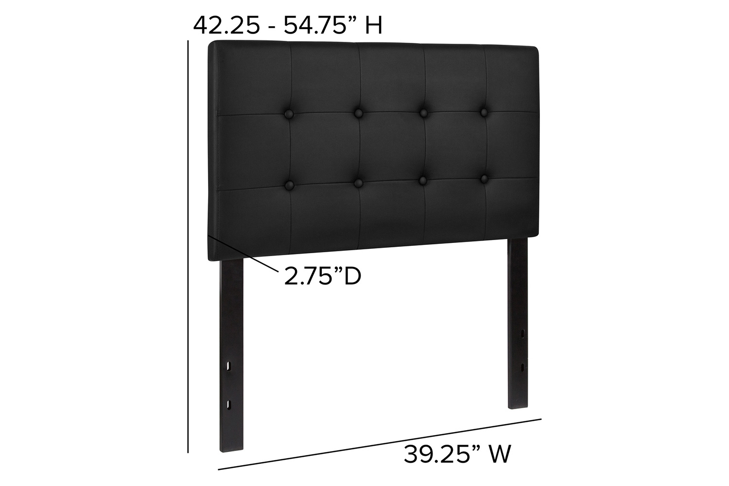 BLNK Lennox Vinyl Tufted Upholstered Headboard - Black, Twin Size