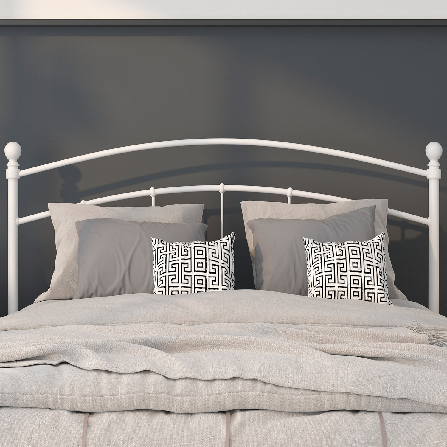 BLNK Woodstock Metal Decorative Headboard - White, Full Size