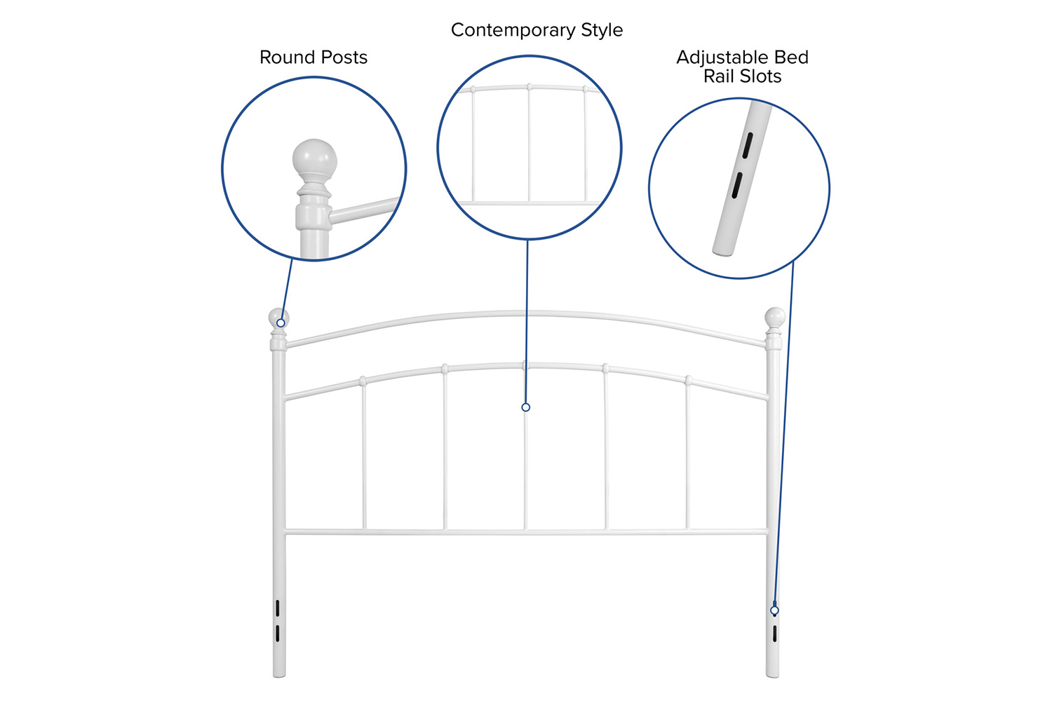 BLNK Woodstock Metal Decorative Headboard - White, Queen Size