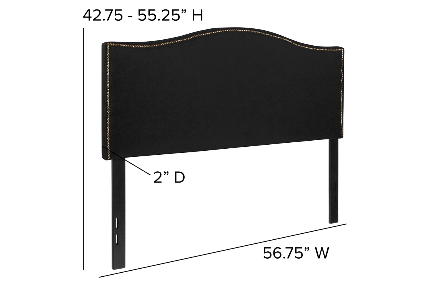 BLNK™ Lexington Fabric Upholstered Headboard with Accent Nail Trim - Black, Full Size