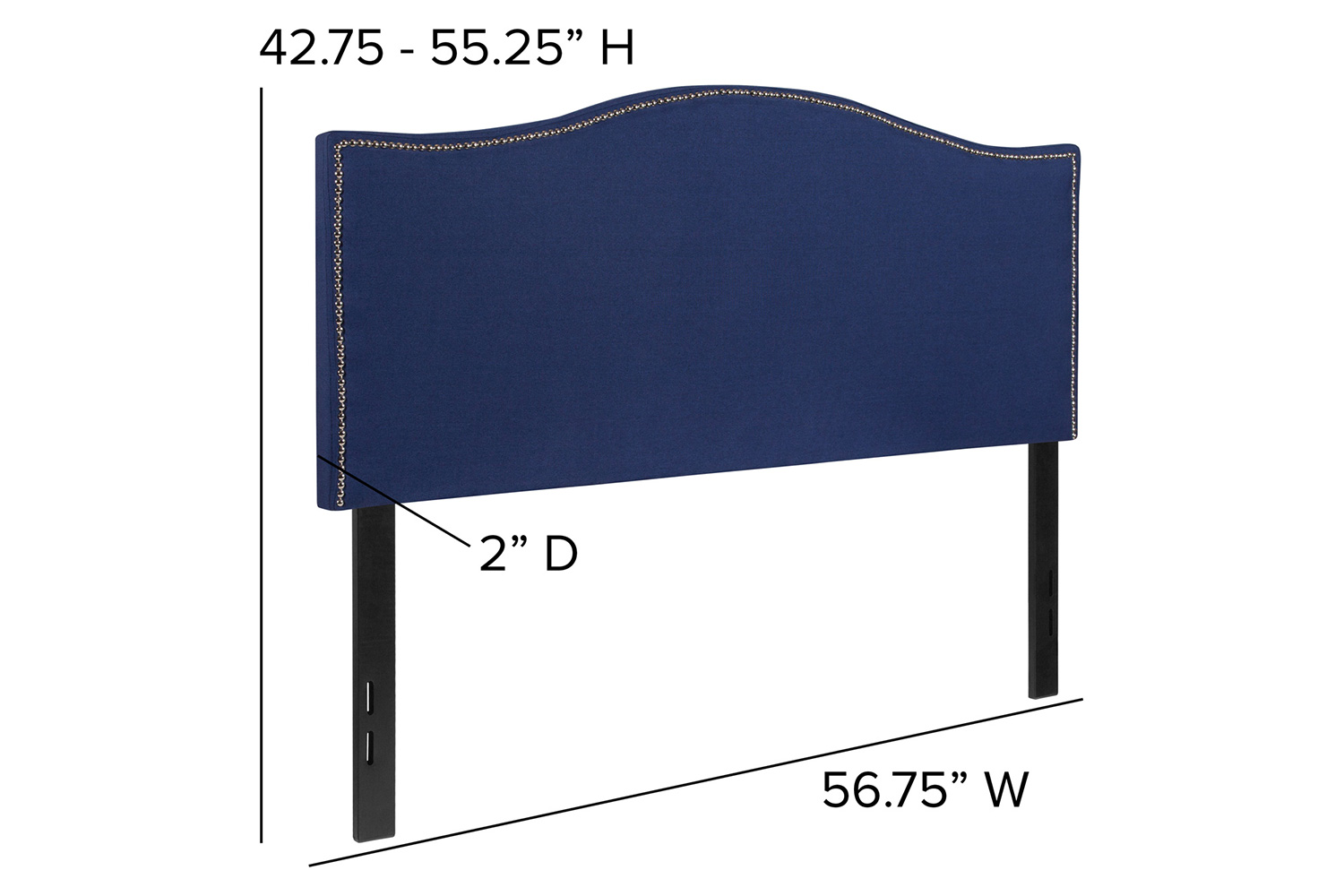 BLNK Lexington Fabric Upholstered Headboard with Accent Nail Trim - Navy, Full Size