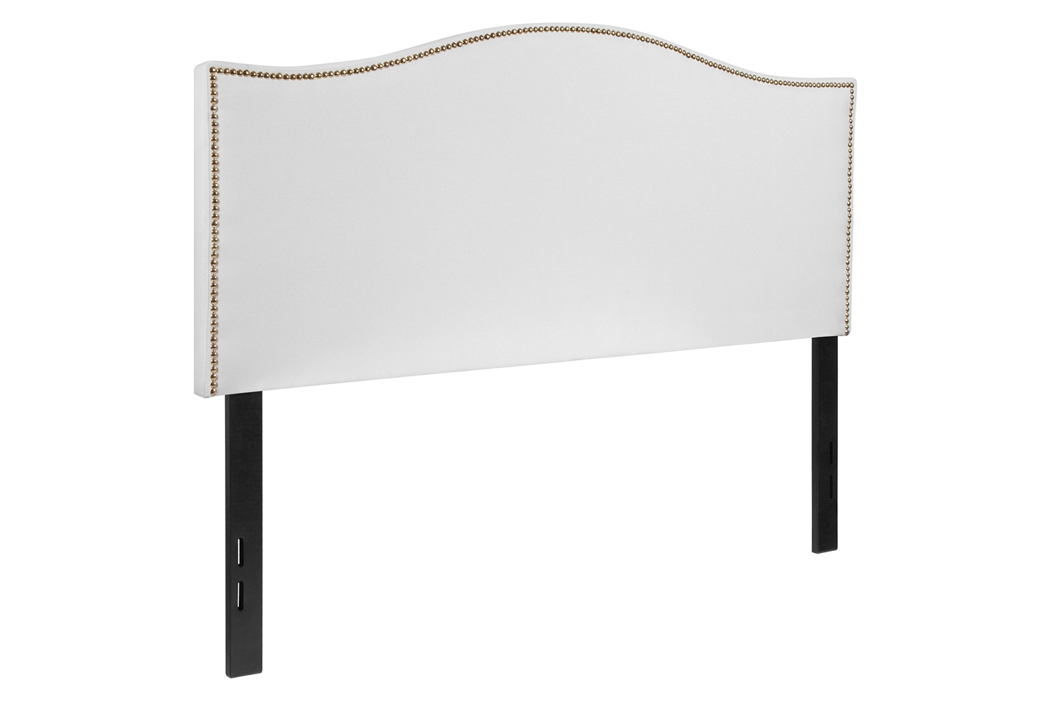 BLNK Lexington Fabric Upholstered Headboard with Accent Nail Trim - White, Full Size