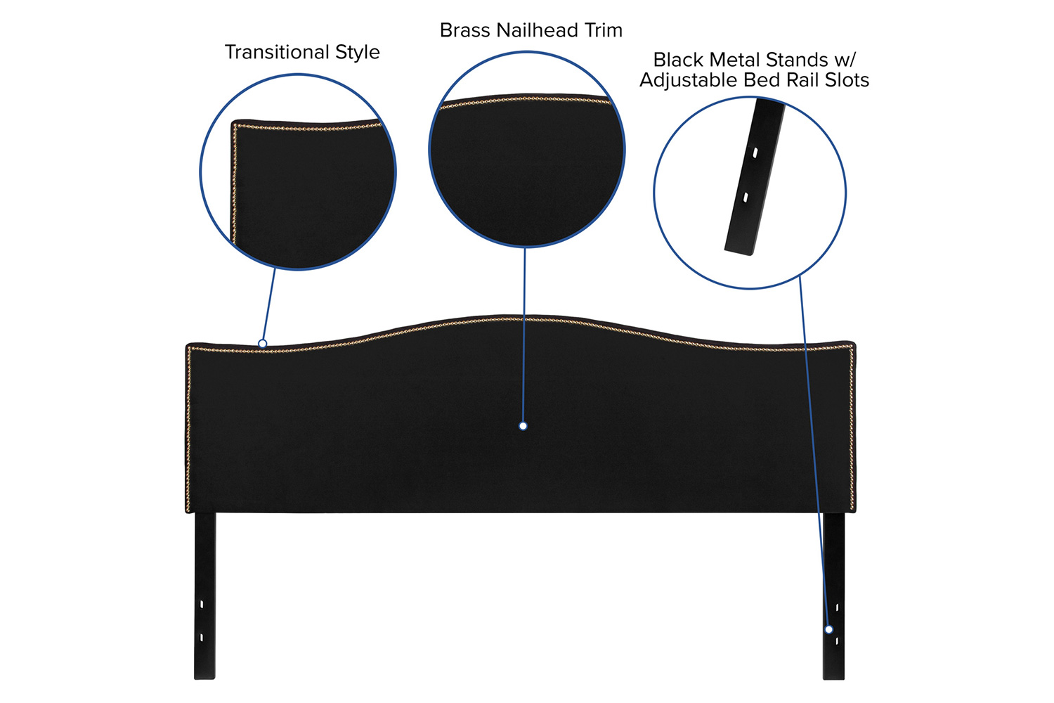 BLNK™ Lexington Fabric Upholstered Headboard with Accent Nail Trim - Black, King Size