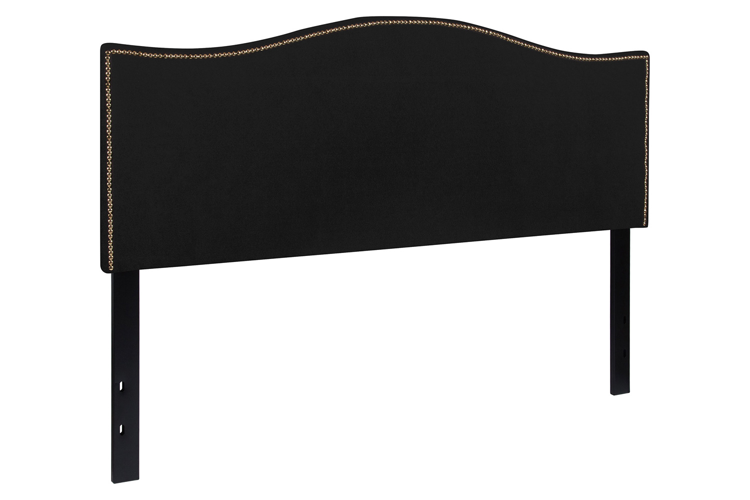 BLNK Lexington Fabric Upholstered Headboard with Accent Nail Trim - Black, Queen Size