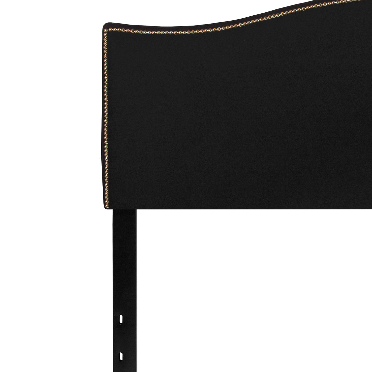 BLNK Lexington Fabric Upholstered Headboard with Accent Nail Trim - Black, Queen Size