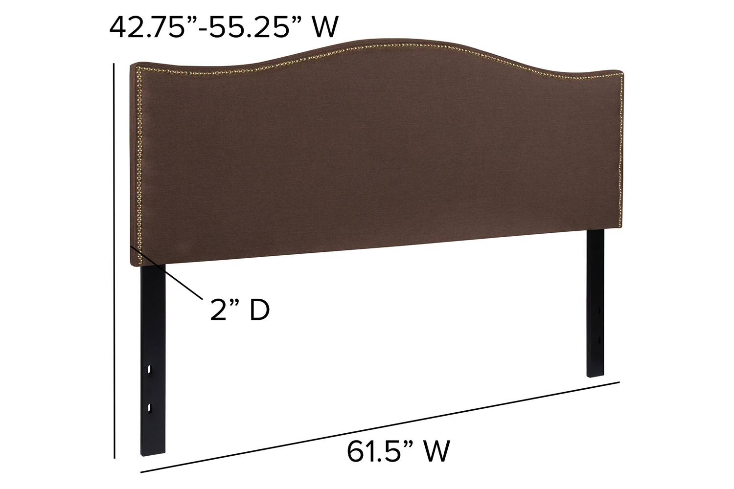 BLNK™ Lexington Fabric Upholstered Headboard with Accent Nail Trim - Dark Brown, Queen Size