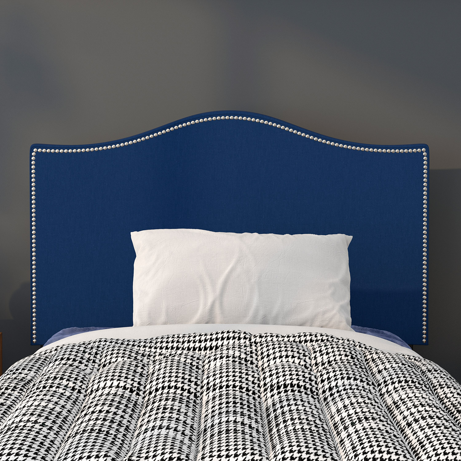 BLNK Lexington Fabric Upholstered Headboard with Accent Nail Trim - Navy, Twin Size