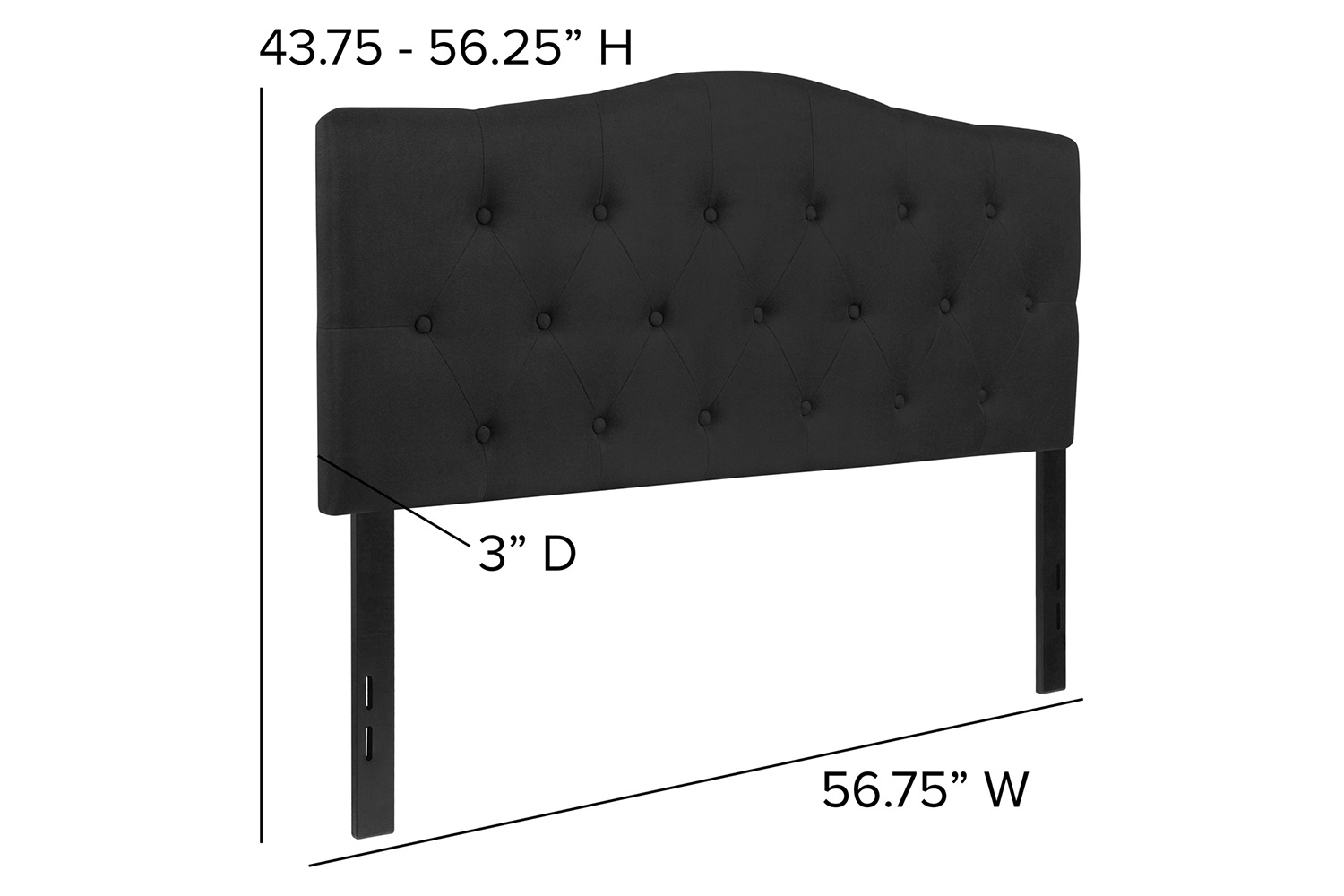 BLNK Cambridge Fabric Tufted Upholstered Headboard - Black, Full Size