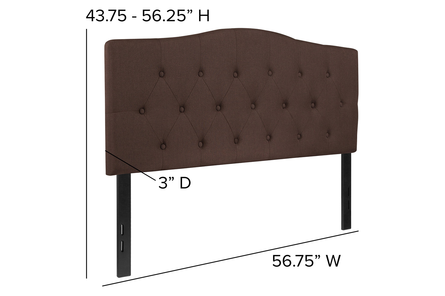 BLNK Cambridge Fabric Tufted Upholstered Headboard - Dark Brown, Full Size