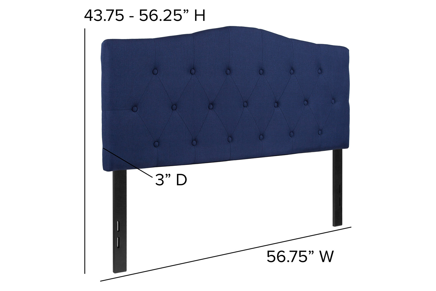 BLNK Cambridge Fabric Tufted Upholstered Headboard - Navy, Full Size