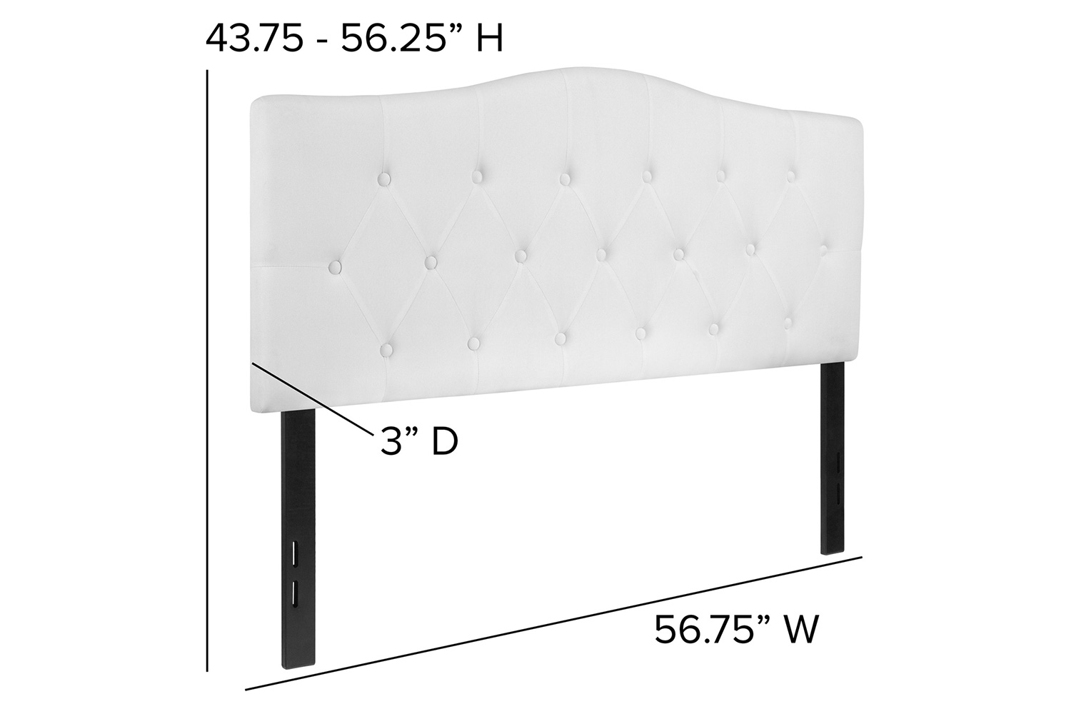 BLNK Cambridge Fabric Tufted Upholstered Headboard - White, Full Size