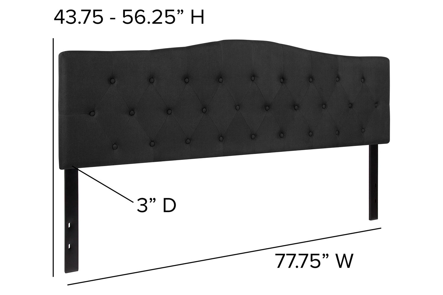 BLNK Cambridge Fabric Tufted Upholstered Headboard - Black, King Size