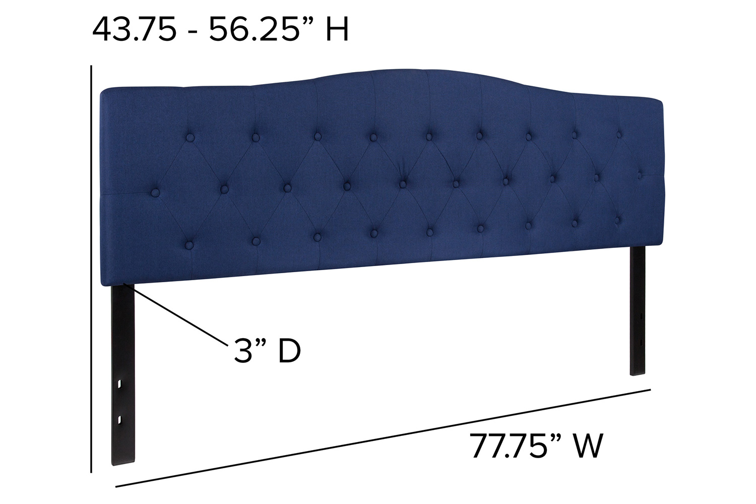 BLNK Cambridge Fabric Tufted Upholstered Headboard - Navy, King Size