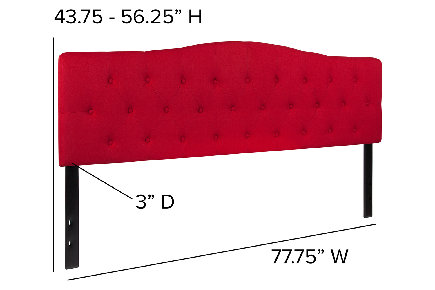 BLNK Cambridge Fabric Tufted Upholstered Headboard - Red, King Size