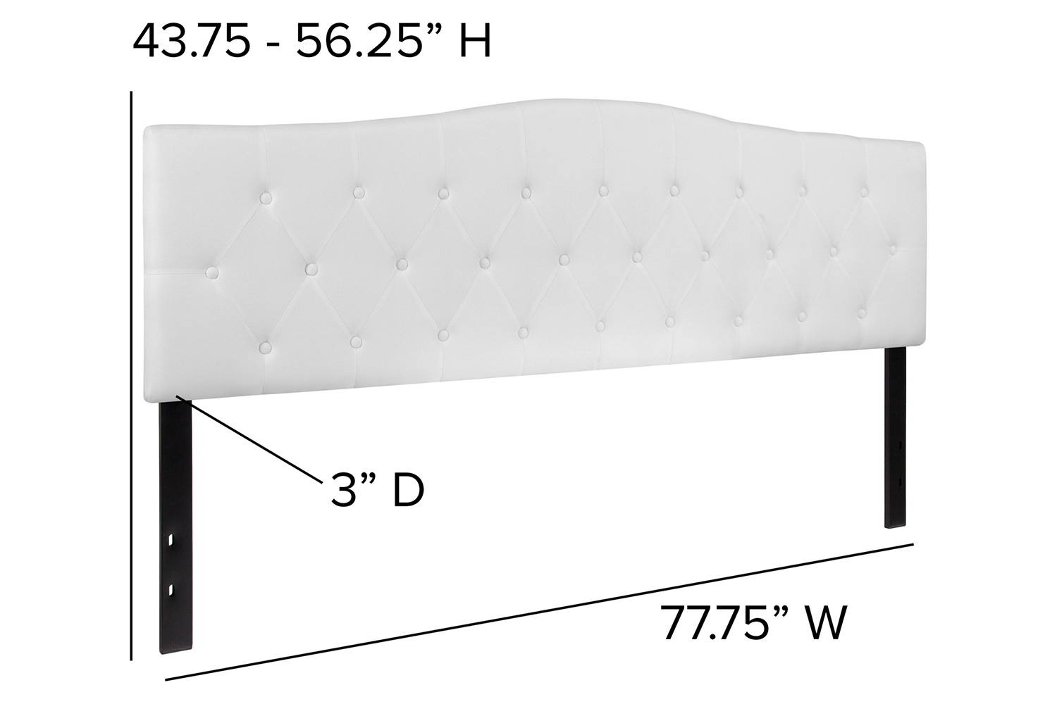 BLNK Cambridge Fabric Tufted Upholstered Headboard - White, King Size