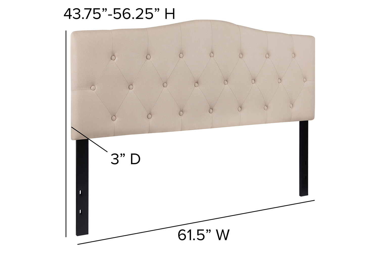 BLNK Cambridge Fabric Tufted Upholstered Headboard - Beige, Queen Size