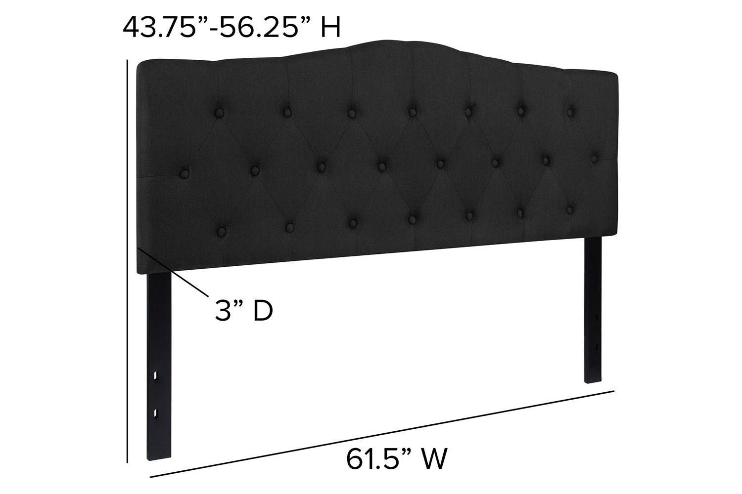 BLNK Cambridge Fabric Tufted Upholstered Headboard - Black, Queen Size