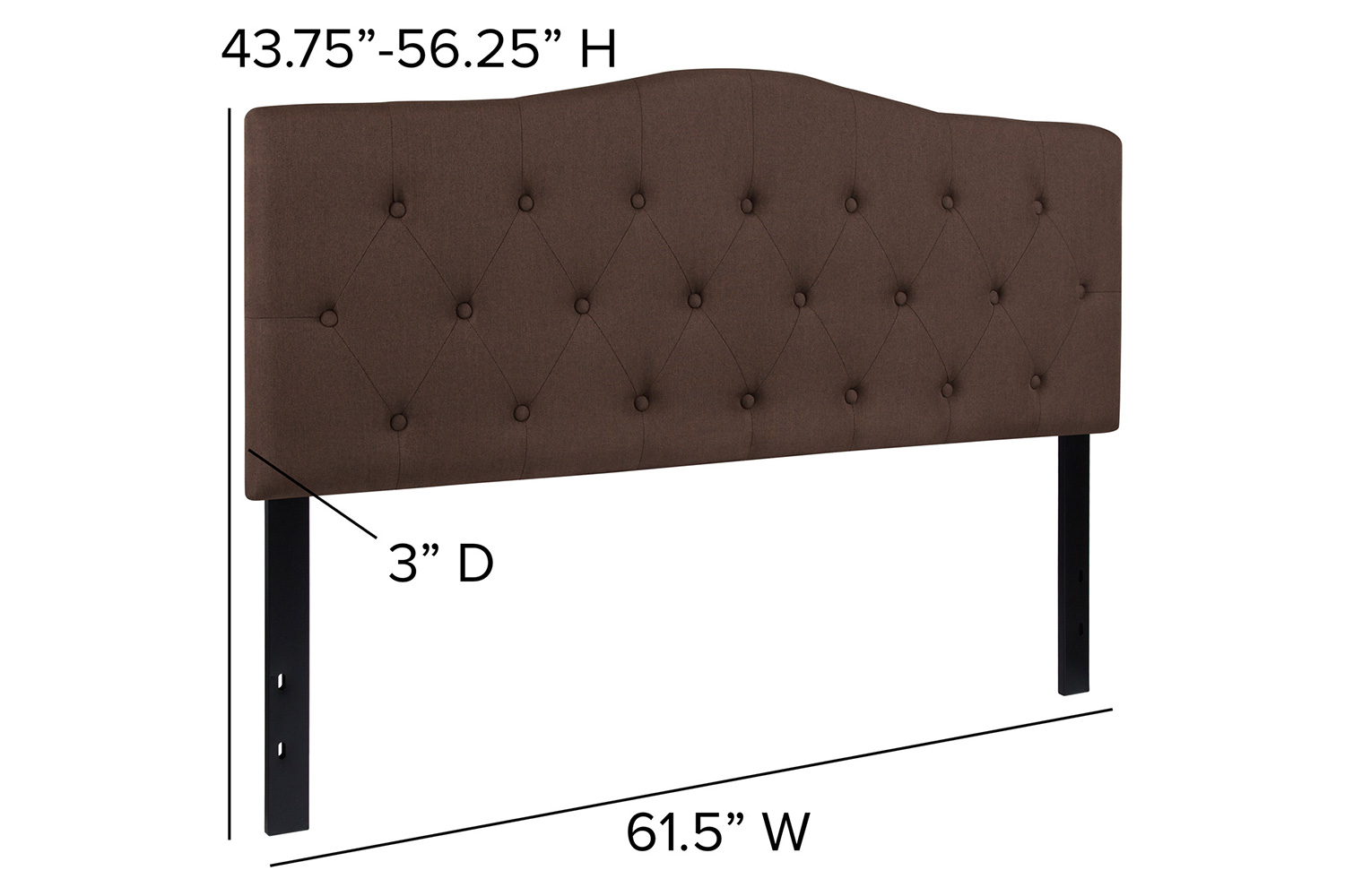 BLNK Cambridge Fabric Tufted Upholstered Headboard - Dark Brown, Queen Size