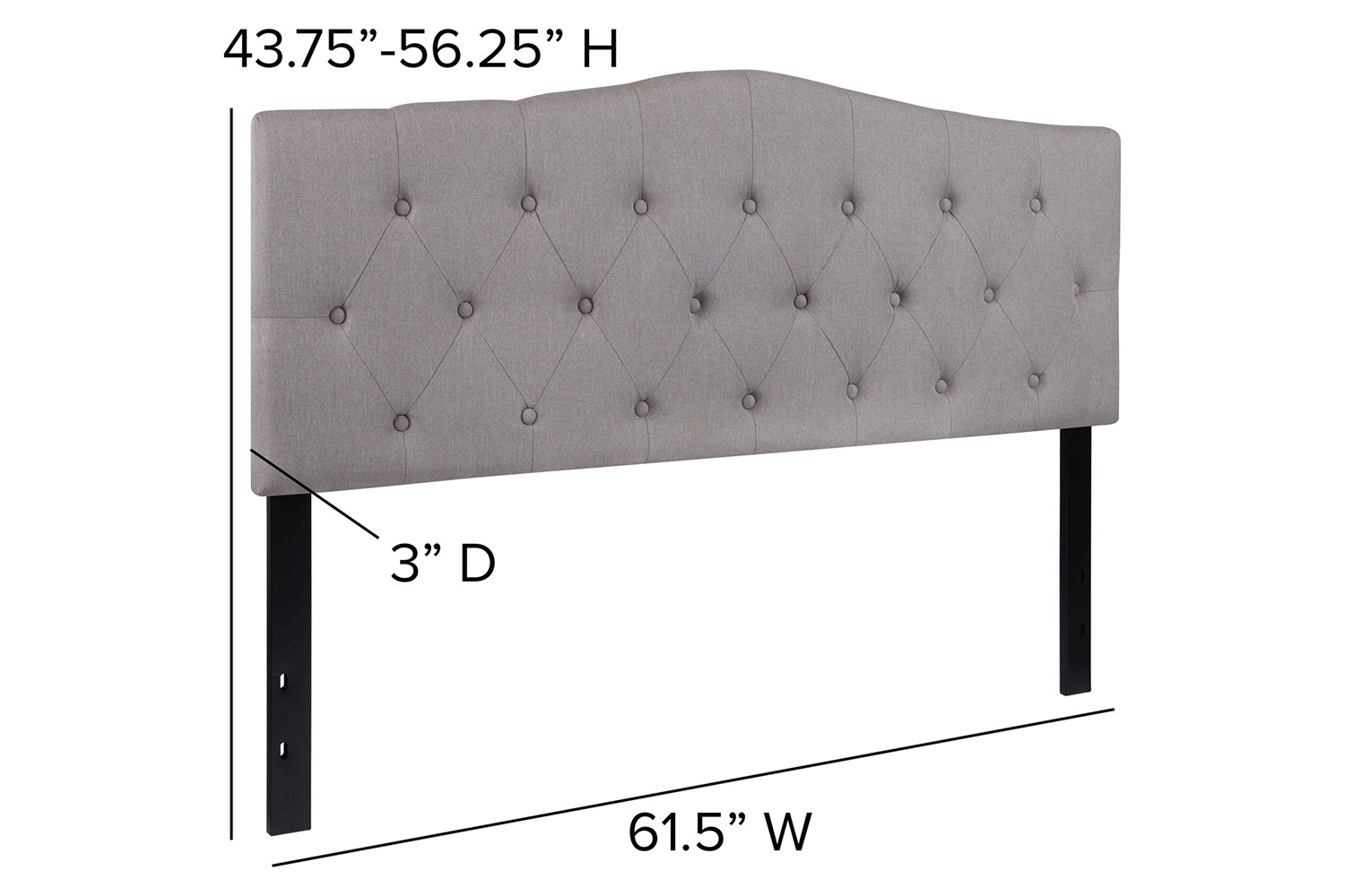 BLNK Cambridge Fabric Tufted Upholstered Headboard - Light Gray, Queen Size