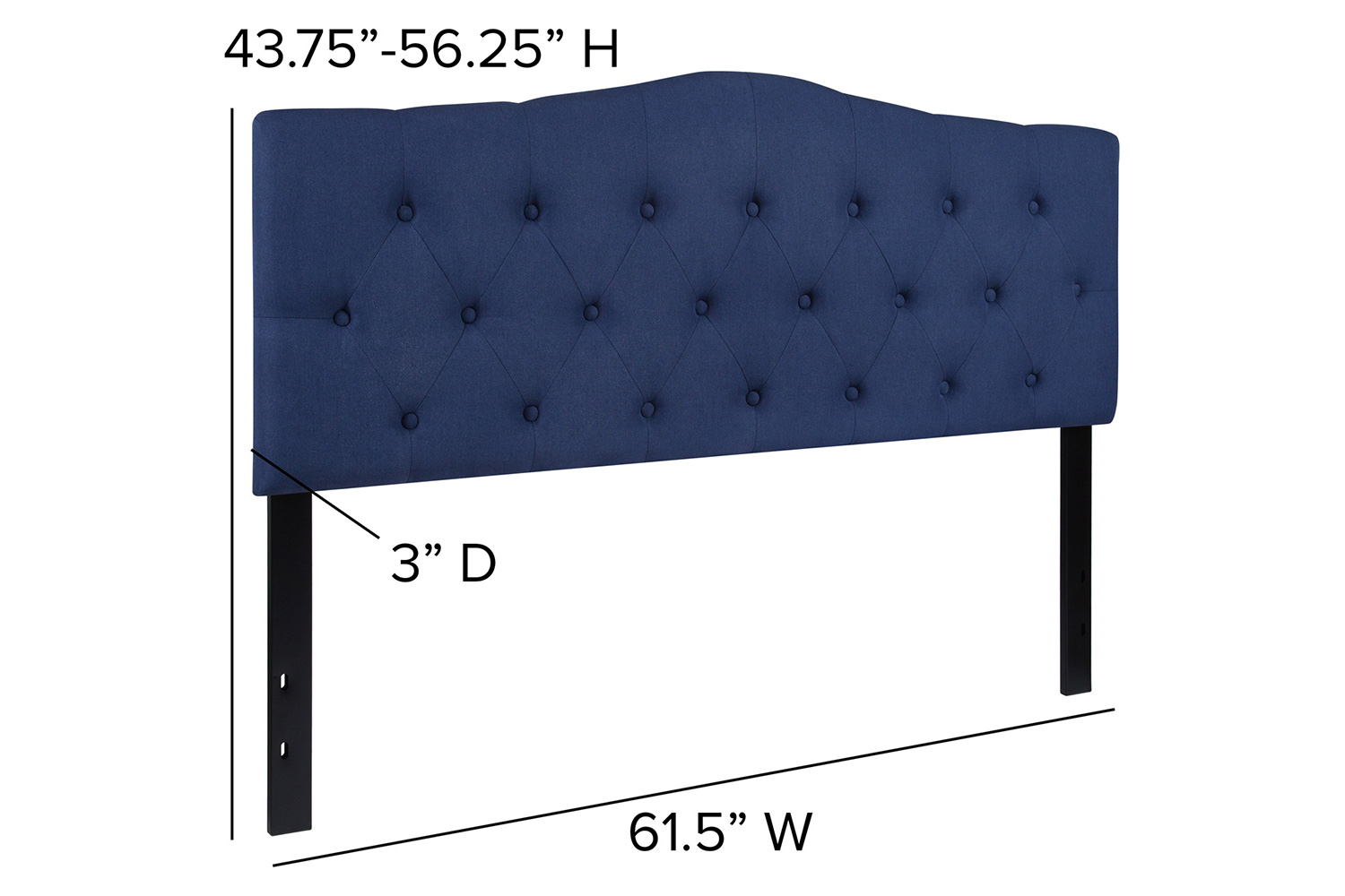 BLNK Cambridge Fabric Tufted Upholstered Headboard - Navy, Queen Size