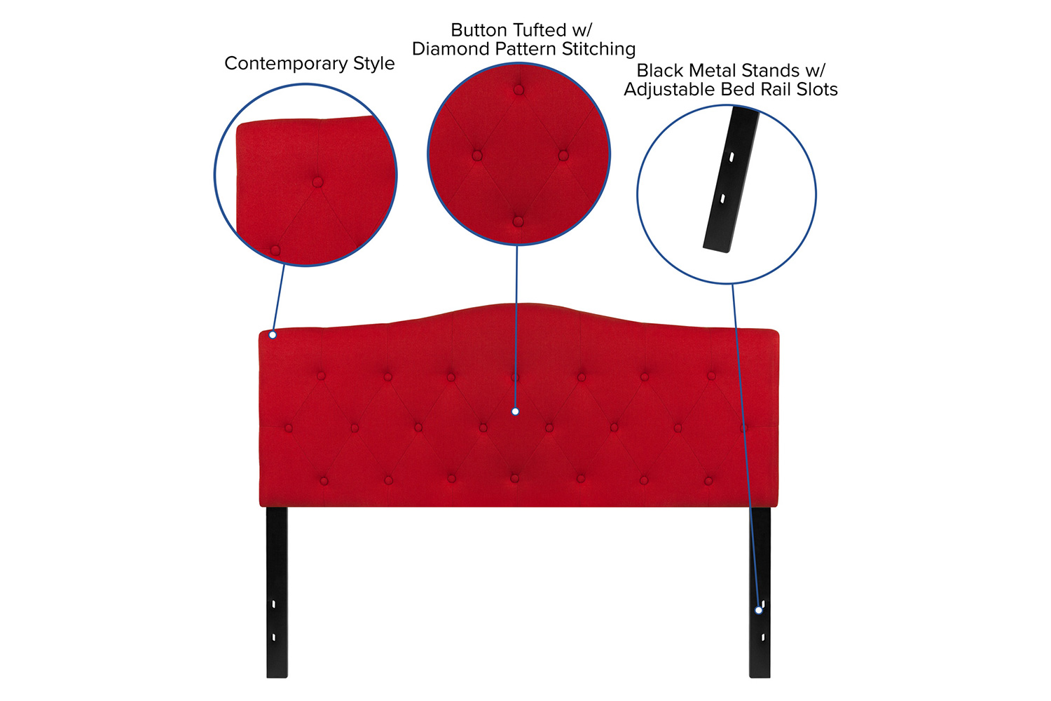 BLNK Cambridge Fabric Tufted Upholstered Headboard - Red, Queen Size