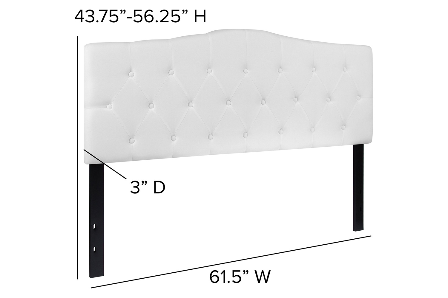 BLNK Cambridge Fabric Tufted Upholstered Headboard - White, Queen Size