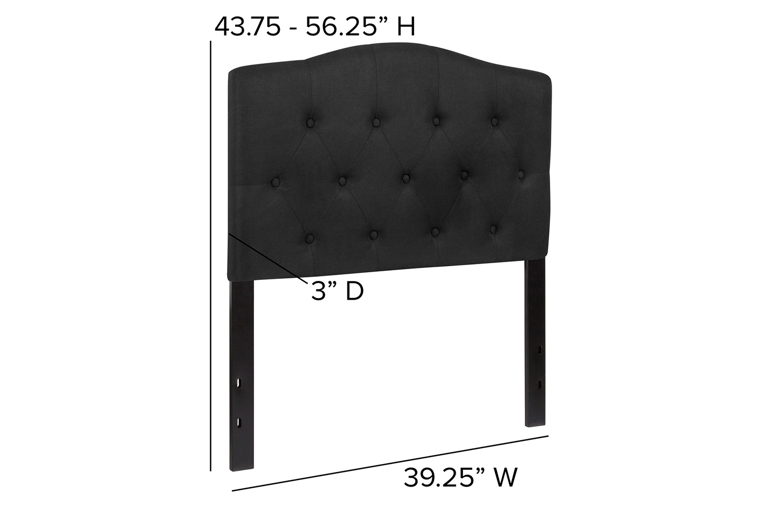 BLNK Cambridge Fabric Tufted Upholstered Headboard - Black, Twin Size