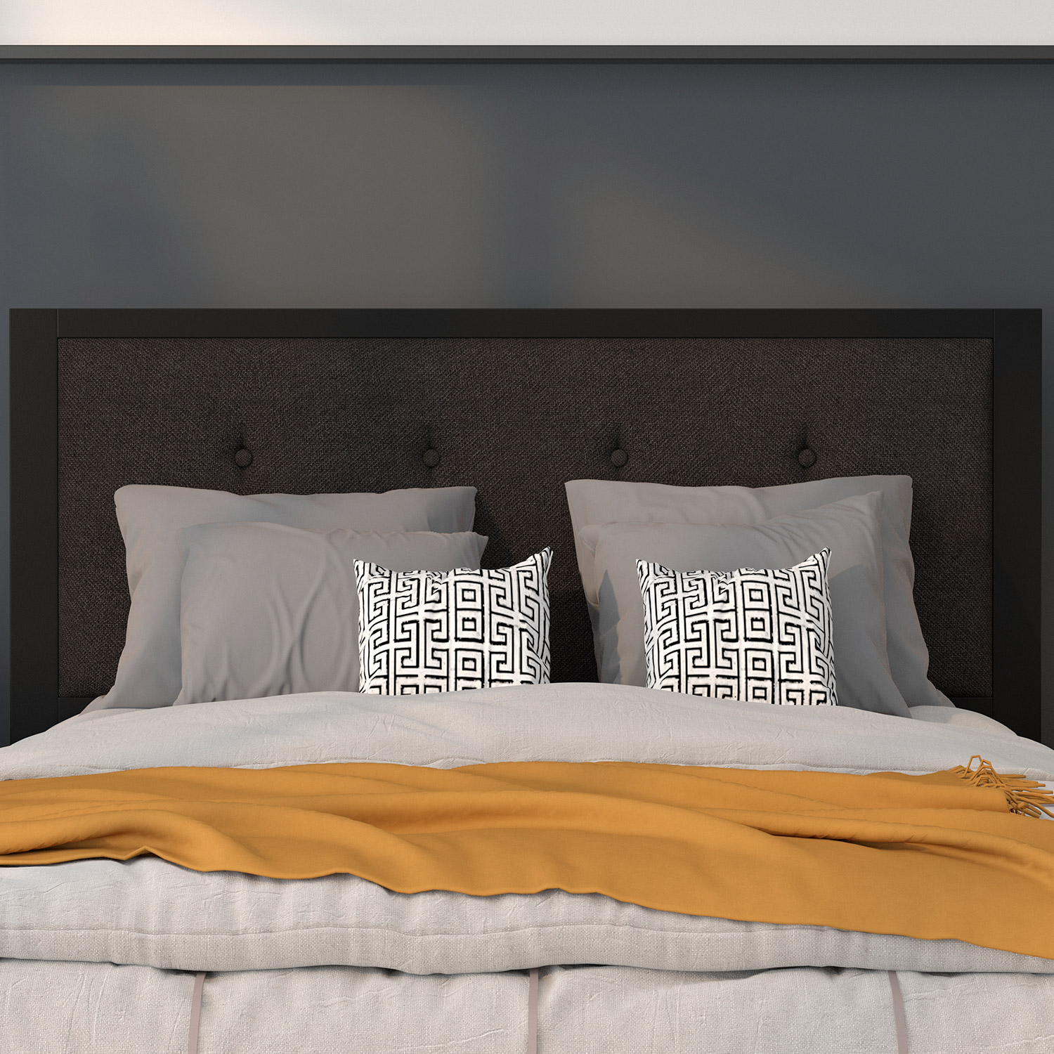 BLNK Bristol Fabric Tufted Upholstered Headboard - Black, Full Size