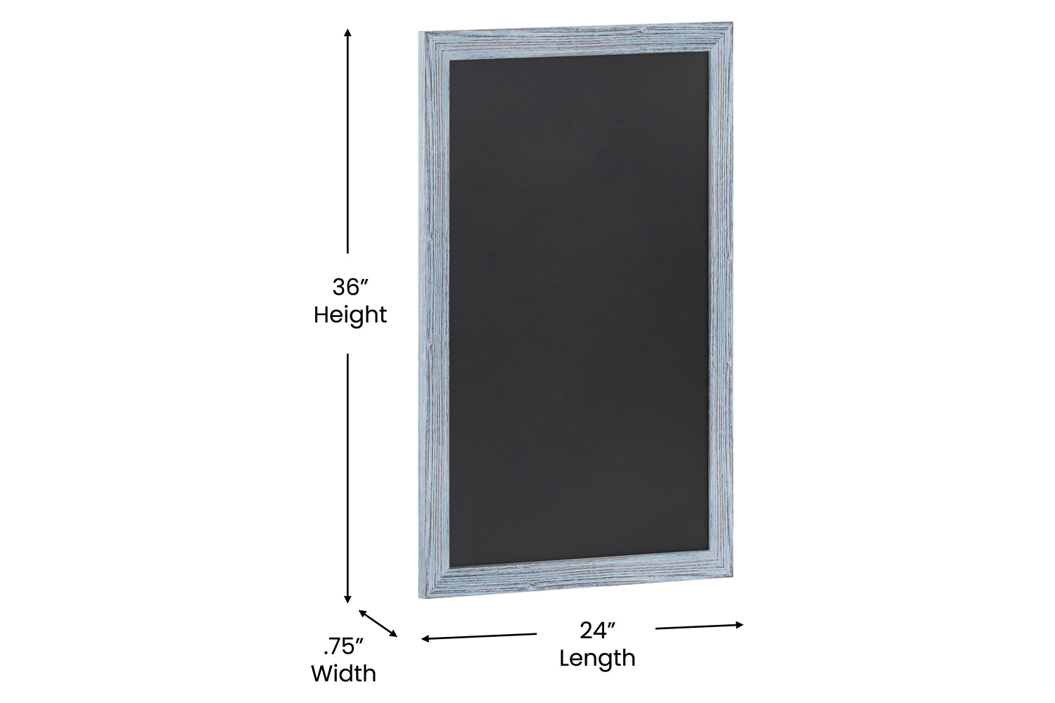 BLNK Canterbury Wall Mount Magnetic Chalkboard Sign with Eraser - Rustic Blue, 24"W x 36"H